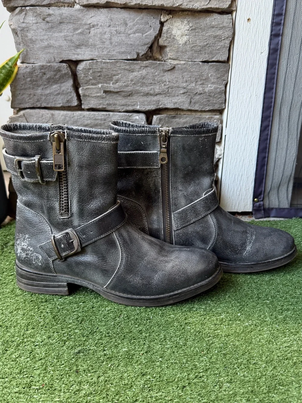 Roan By Bed Stu Becca Distressed Black Leather Women’s Boots